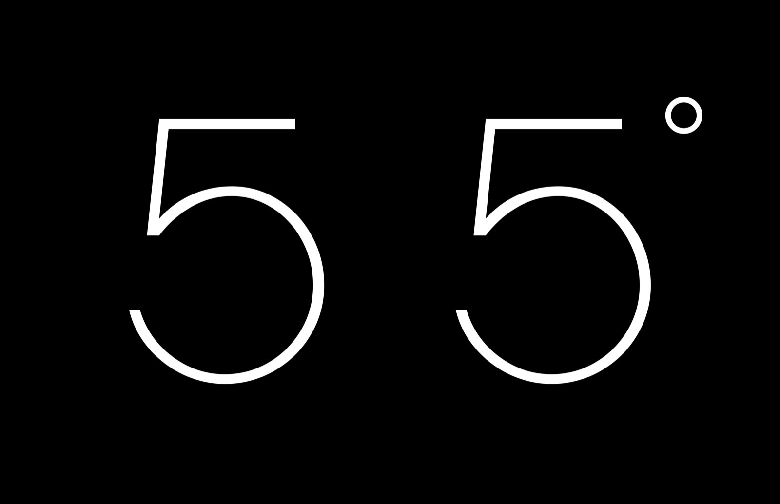 degr showing 55 degrees in the Poiret One typeface