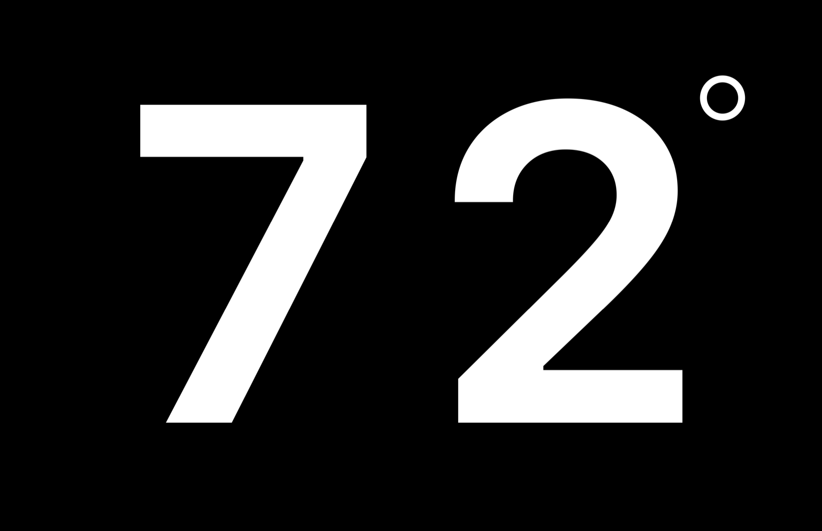 degr showing 72 degrees in white on a black screen, filling the display